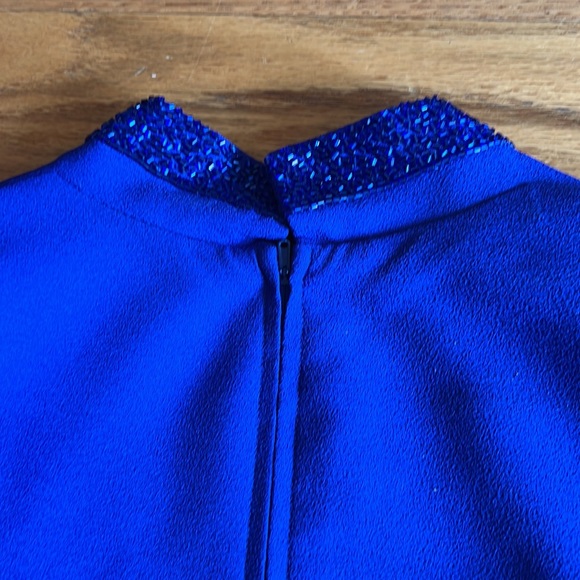 Vintage 80s / 90s Morton Myles beaded Cocktail dress size 8 Electric Blue - Picture 8 of 11